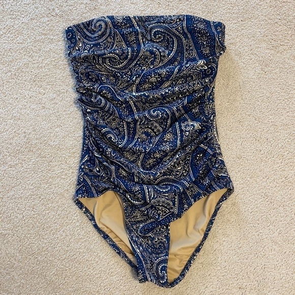 J. Crew Paisley Strapless One Piece - Picture 1 of 3